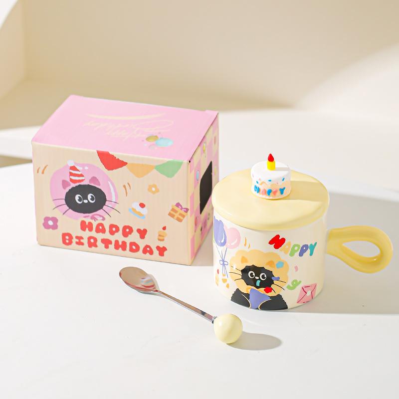 Cute Cartoon Cat Ceramic Mug Couple Water Cup High Value Gift Box Souvenir Birthday Gift Breakfast Cup