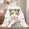 JoJo's Bizarre Adventure Flanelldecke mit Aufdruck, Bettwäsche im Cartoon-Design für Sofa, Gemütliche Heimdekoration, Reise-Picknick-Decke_LIAN