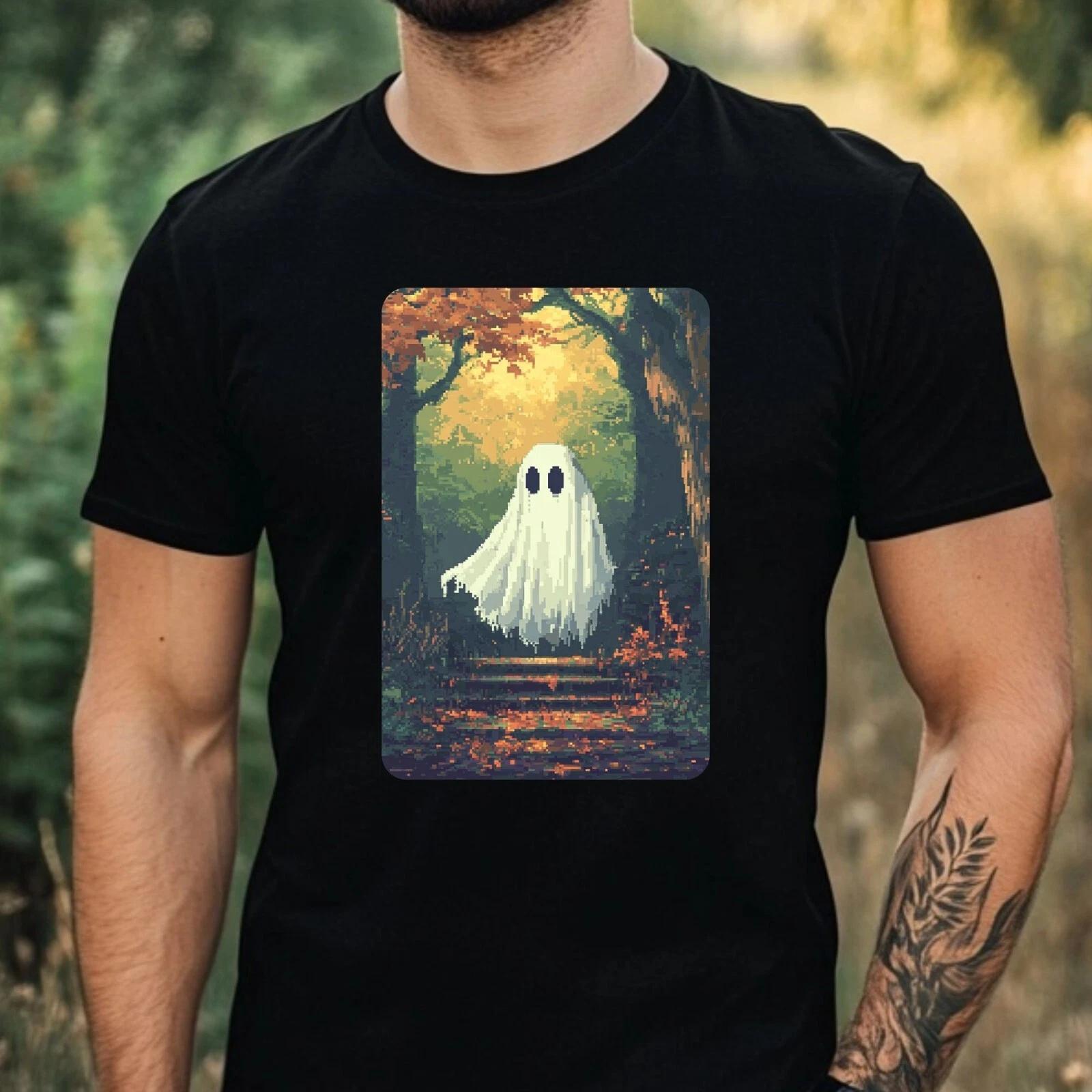 T-Shirt Herren Geist Pixel Art Motiv Baumwolle Größe XS bis 5XL L