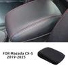 For Mazda CX-5 -2025 Leather Armrest Box Cover Red Stitching Anti Scratch Comfort Wear Resistant Interior Decor Accessories