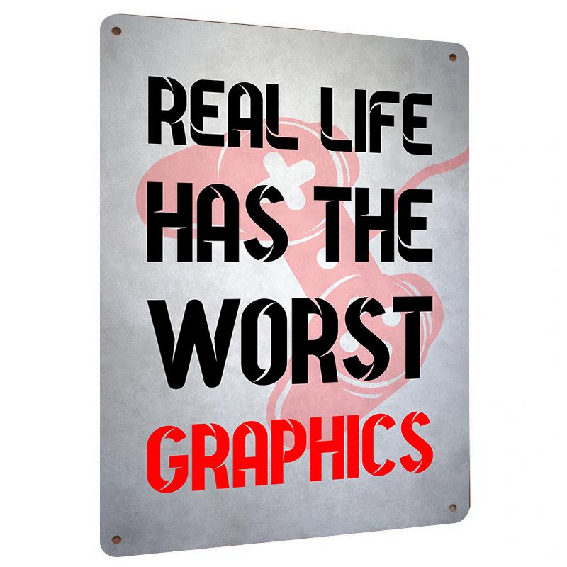 

Real Life Has The Worst Graphics Gaming Controller Pattern Custom Metal Tin Sign Wall Art Decor 20x30cm（7.8x11.8inch）