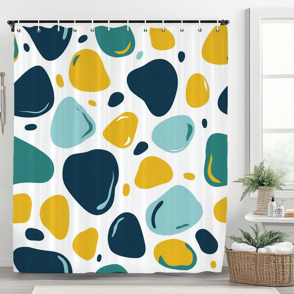 Modern Minimalist Geometrical Pattern Shower Curtain,Polyester Fabric Washable Bathroom Curtains,Home Decoration With Hooks