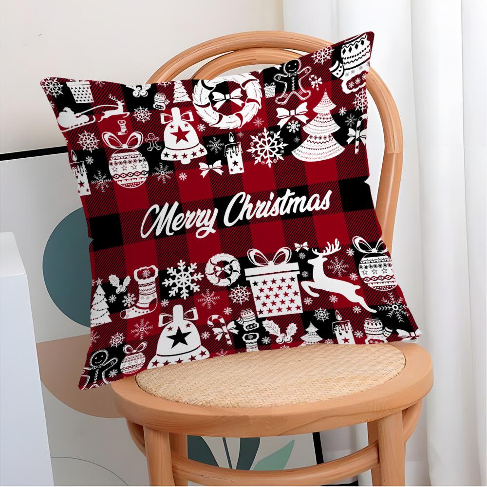 New Style Pillowcase Buffalo Plaid Christmas Print Pillowcase Home Bedroom Decoration