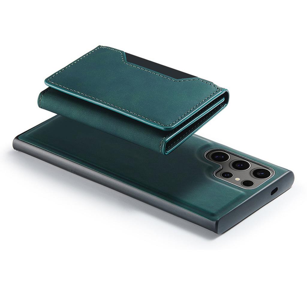 Phone Case Magnetic Detachable Wallet Card Holder Stand Cover Fit for Samsung Galaxy S23 Green S23 Ultra