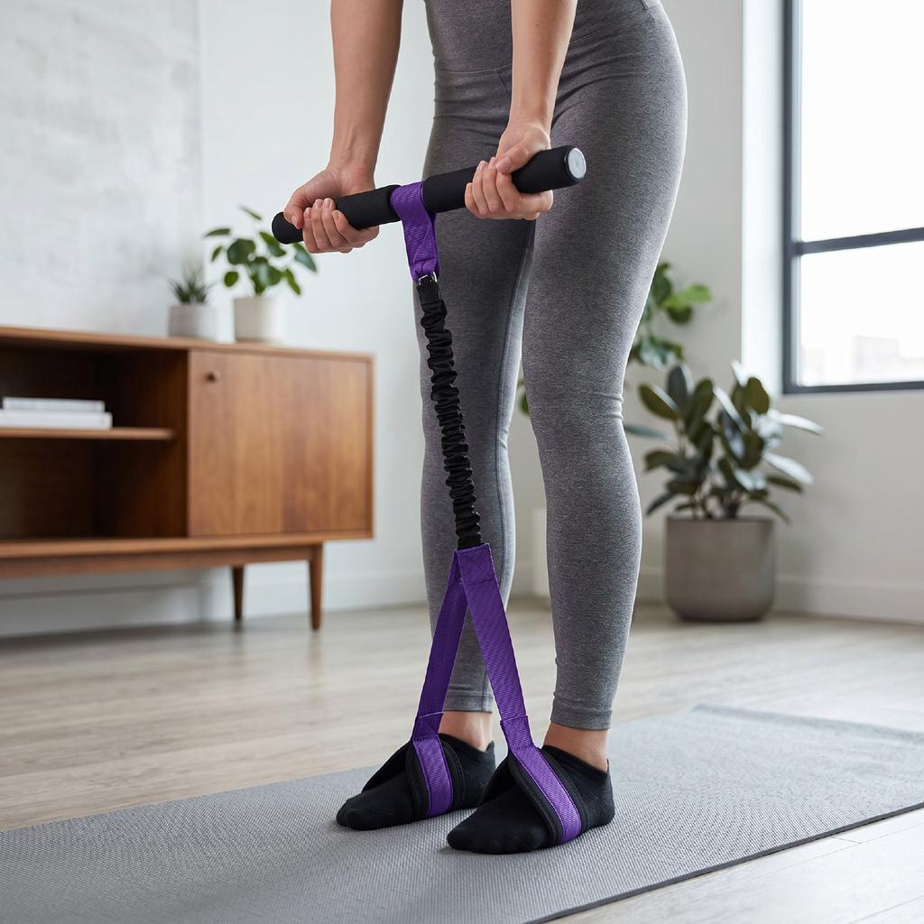 Pedal Resistance Band with Handle Non Slip Foam Grip Strength Training Portable Abdominal Workout Band