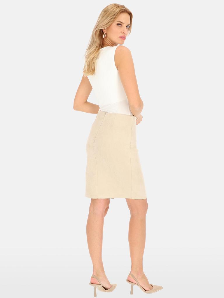 WOMEN' SUEDE SKIRT, ABOVE-KNEE LENGTH