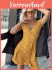 Summer Floral Knit Dress With Vneck Short Sleeves For Casual Women