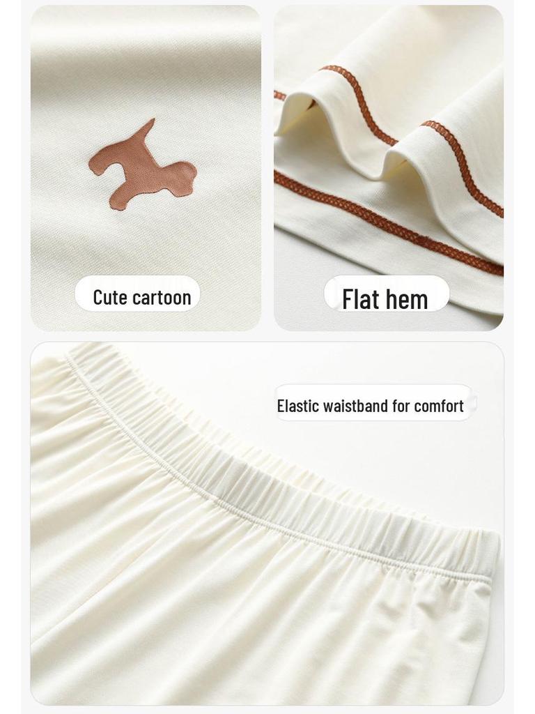 Children's All-Cotton Short Sleeve Pajama Set for Girls and Boys - Summer Lightweight A-Class, Air Conditioning Wear for Big Kids