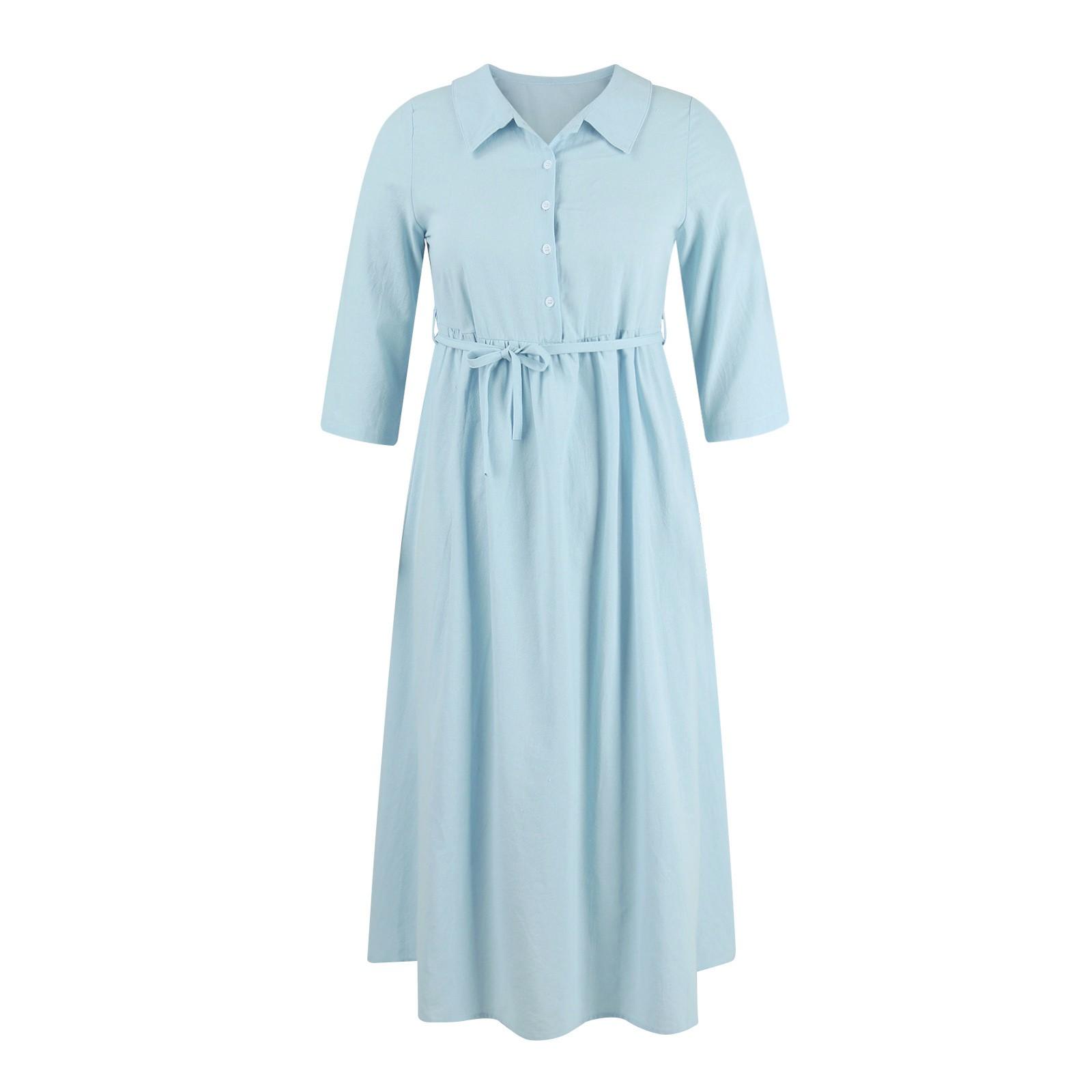 Повседневное универсальное однотонное платье из хлопка и льна XXXL шафрановый — фото 5