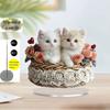 Bohemian Style Acrylic Cat Love Sculpture 2D Heart-Shaped Fantasy Desktop Decoration Clip Artistic Cat Theme Home Decor