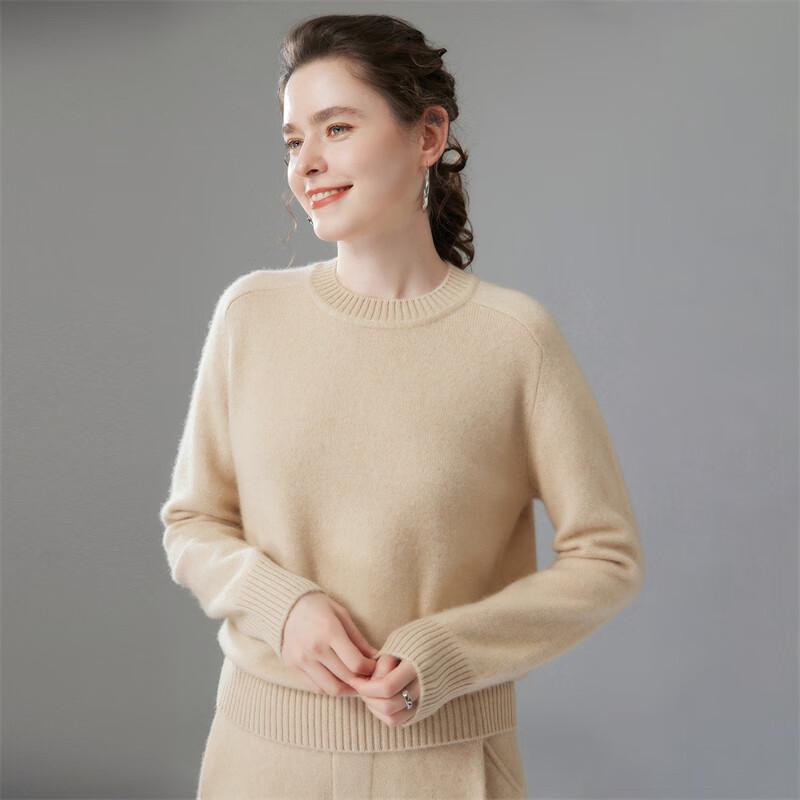 Fanzhen Women's Cashmere Blend Round Neck Sweater