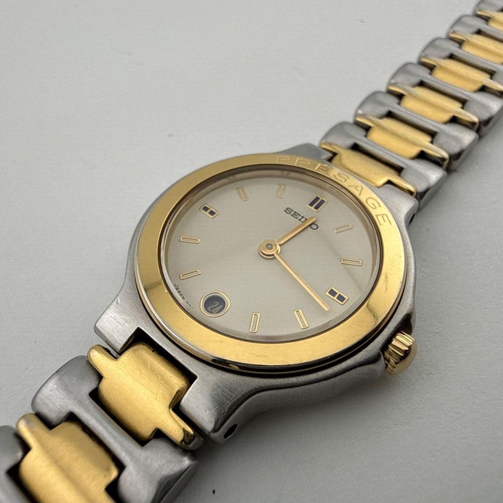 Used SEIKO 3E29-0050 Seiko PRESAGE Ladies Quartz Watch, Working Condition, Battery Replaced, Belt Defective [S428]