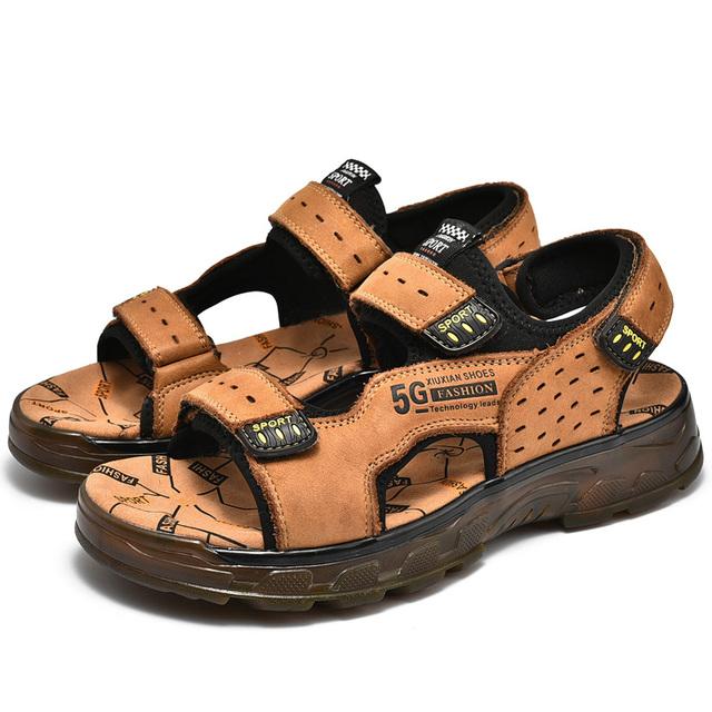 

Мужские сандалии, мягкая удобная мужская обувь, роскошные сандалии из натуральной кожи, мужские уличные римские сандалии, мужская повседневная обувь на платформе 44 коричневый