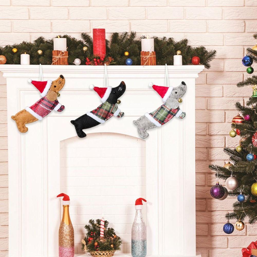 Small Dressed Dachshund Dog Pendant Non-woven Christmas Dachshund Dog Pendant DIY   Home