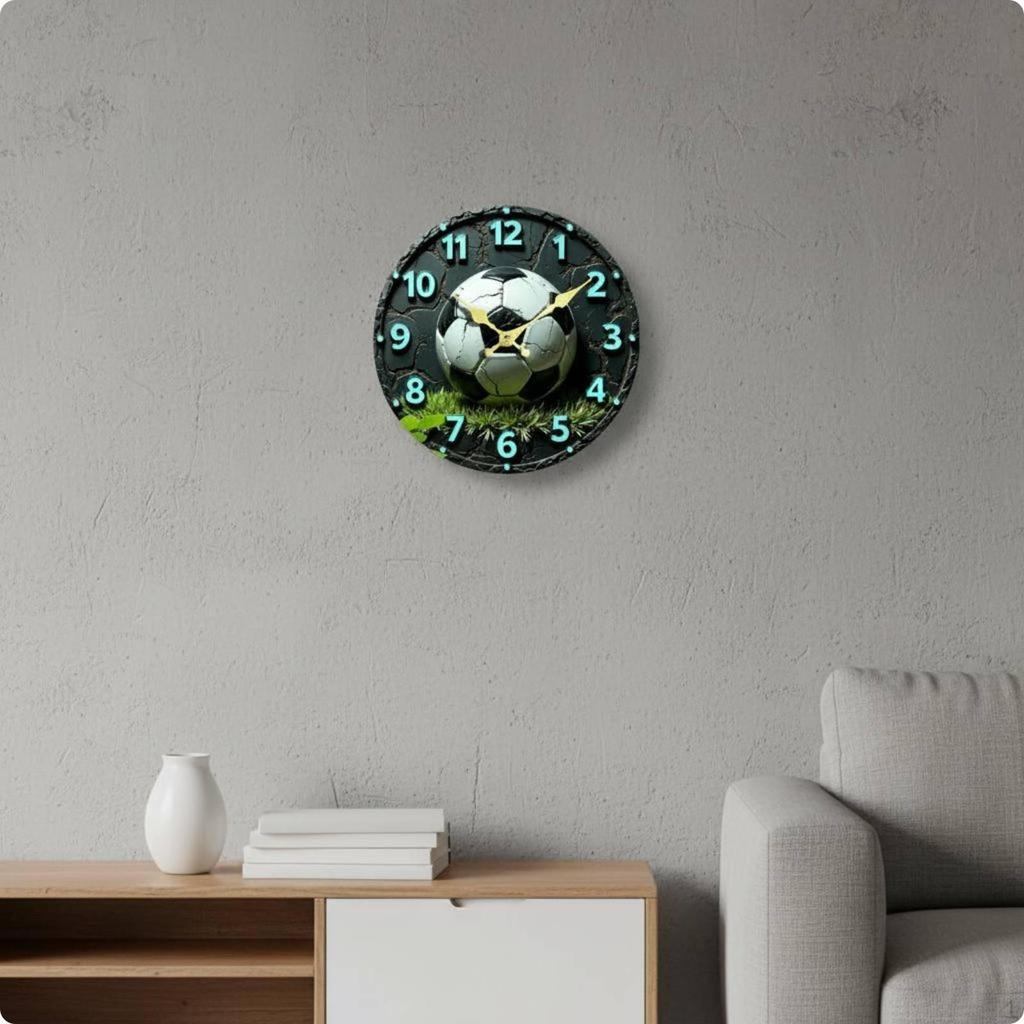 Sports Themed Wall Clock Silent NonTicking 3D Ball Precision Movement House Decoration for