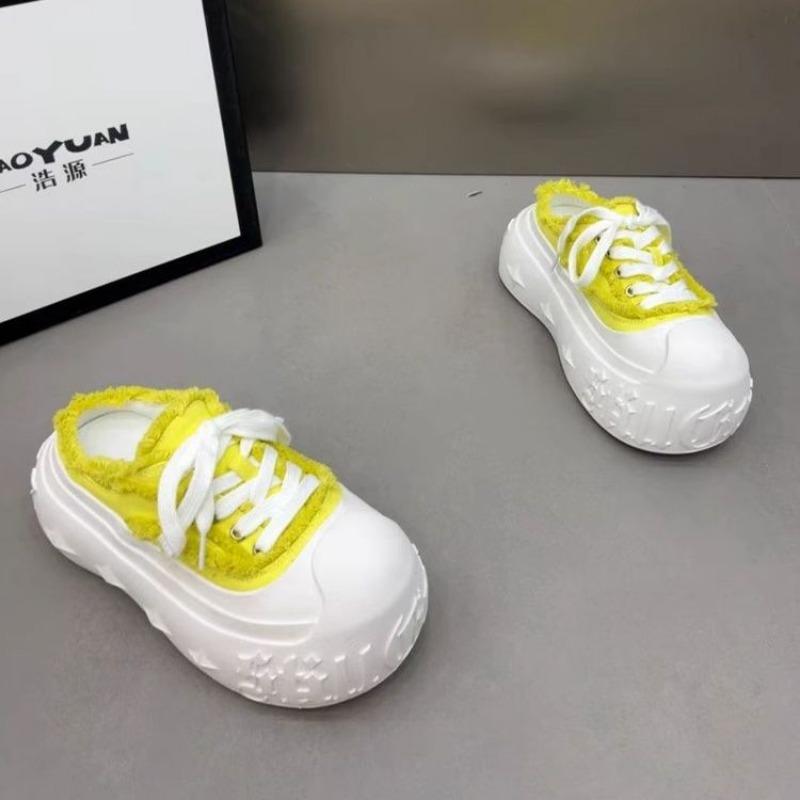 Denim big head muffin platform bread shoes women's spring new semi-drag small versatile shoes trend