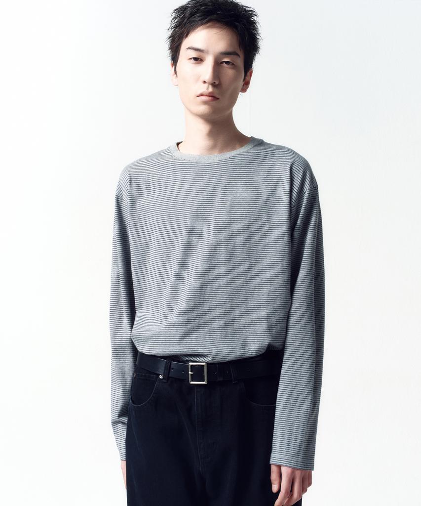 INSILENCE Border Stripe Long Sleeve Grey