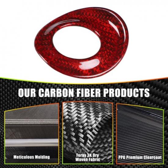 Red Real Carbon Fiber Differential Button Trim For Nissan 370Z/400Z Z34 2009-20