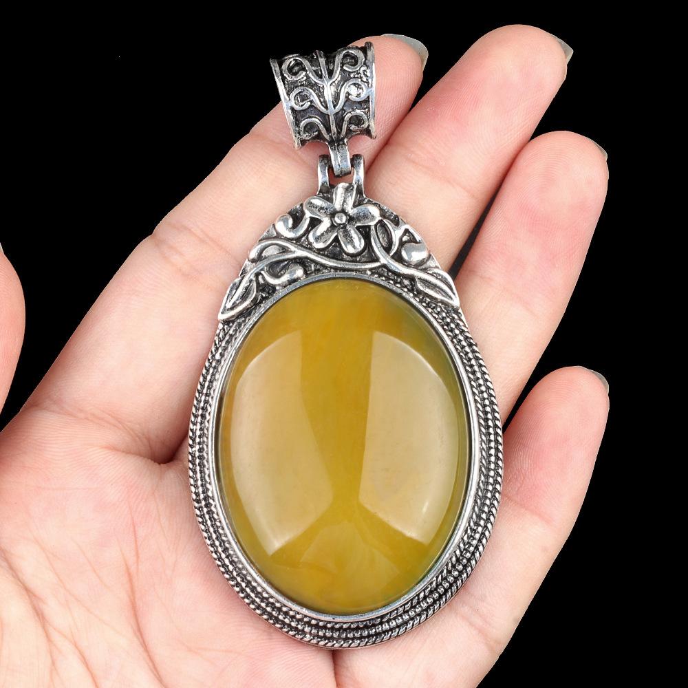 ET of gemtone crystal agate semi-precious stone alloy inlaid gemstone pendant, jewelry