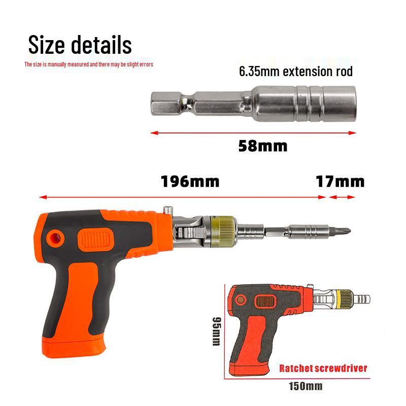 Multi-Function Ratchet Screwdriver Set: Adjustable Gun-Shaped Handle with Chrome Vanadium Steel Bits for Household Repair.