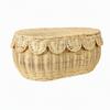 Rattan Storage Basket with Woven Lid Textured Desktop Organizer for Household