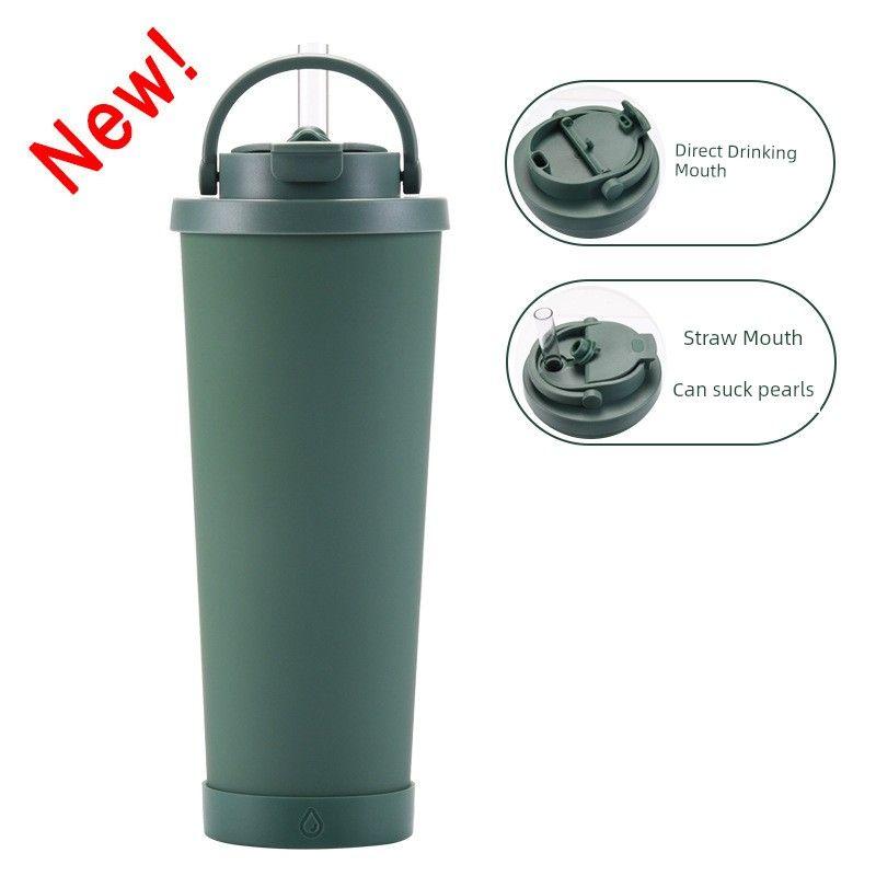 2024 New Model 830ml Large Capacity Thermos Cup with Convenient Handle, Dual Drinking Cup, Large Hole Straw Cup