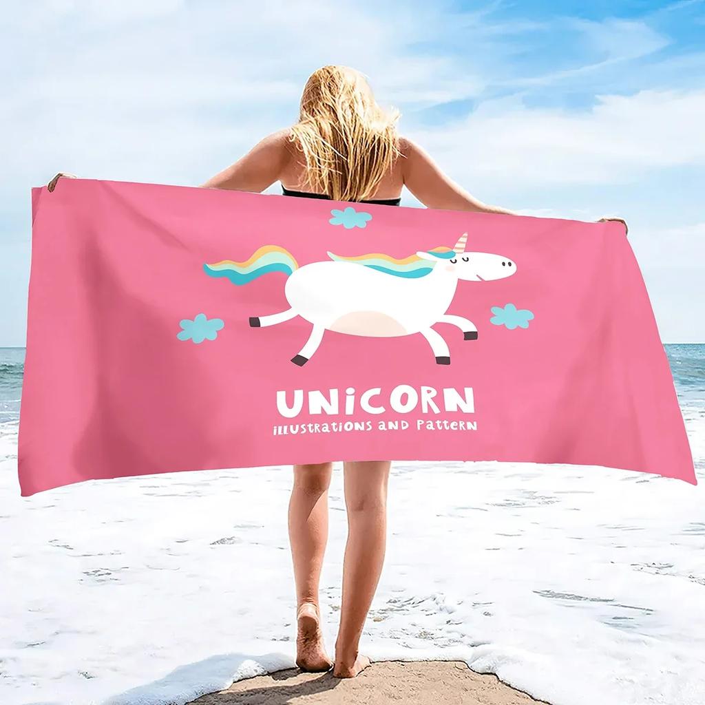 Unicorn Microfiber Beach Towel,Summer Rainbow Quick Dry Beach Blanket Oversized Cute Sand Proof Bath Towels for Girls Travel