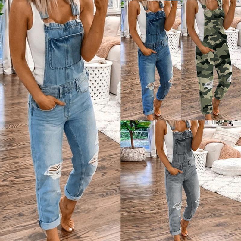 Women Vintage Overalls Jeans Long 