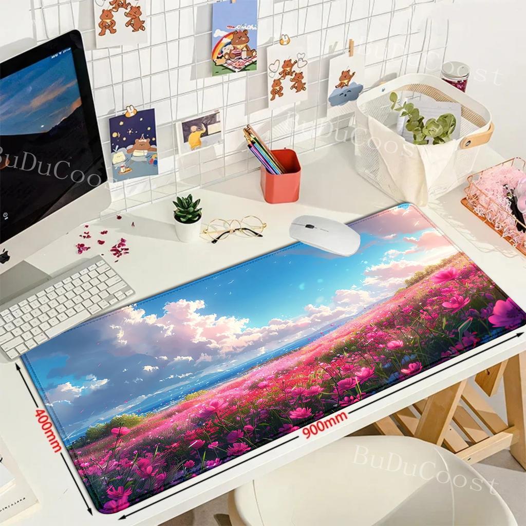 mouse pad Larger mousepad Flower scenery starry sky Gaming Keyboard Computer Desk Mat Accessories Game Mause Ped Office Carpet