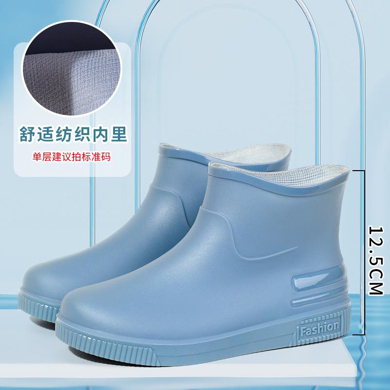 Fashion Short Tube Women's Rain Shoes Outdoor Low Tube Water Shoes New Non-slip Rain Boots Adult Warm Water Boots Rubber Shoes