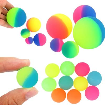 Kids Childrens 10/4/2PCS Bicolor Elastic Ball Toy Children Colored Boy Bouncing Ball Rubber Sport Games Elastic Jumping Ball Birthday Gift Present