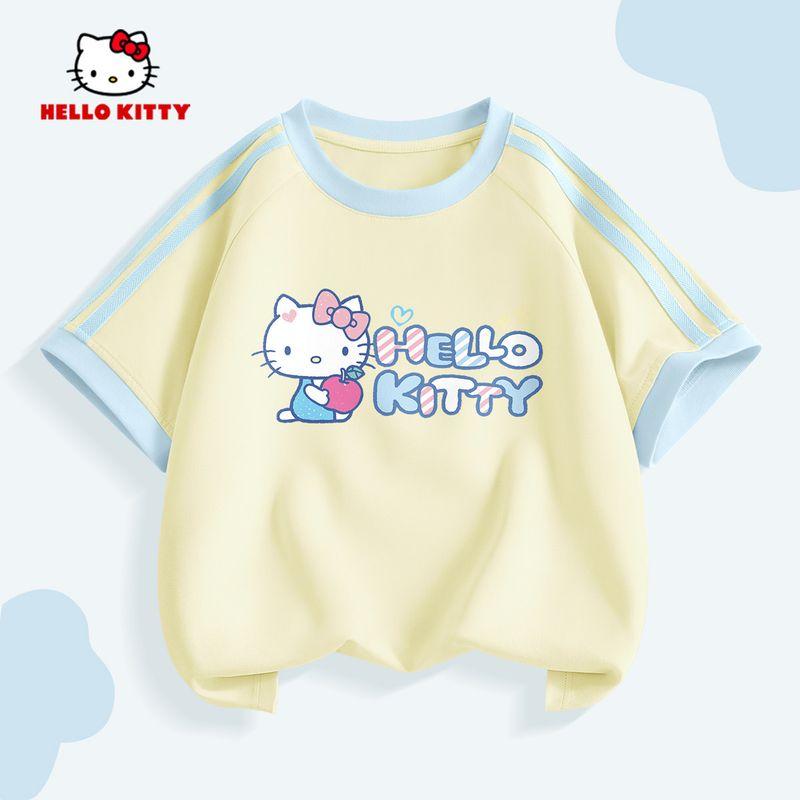 Hello Kitty Girls' Short-Sleeved T-Shirt Summer 2026 New Kidsren's Pink Bottoming Shirt Sweet Girl's Top