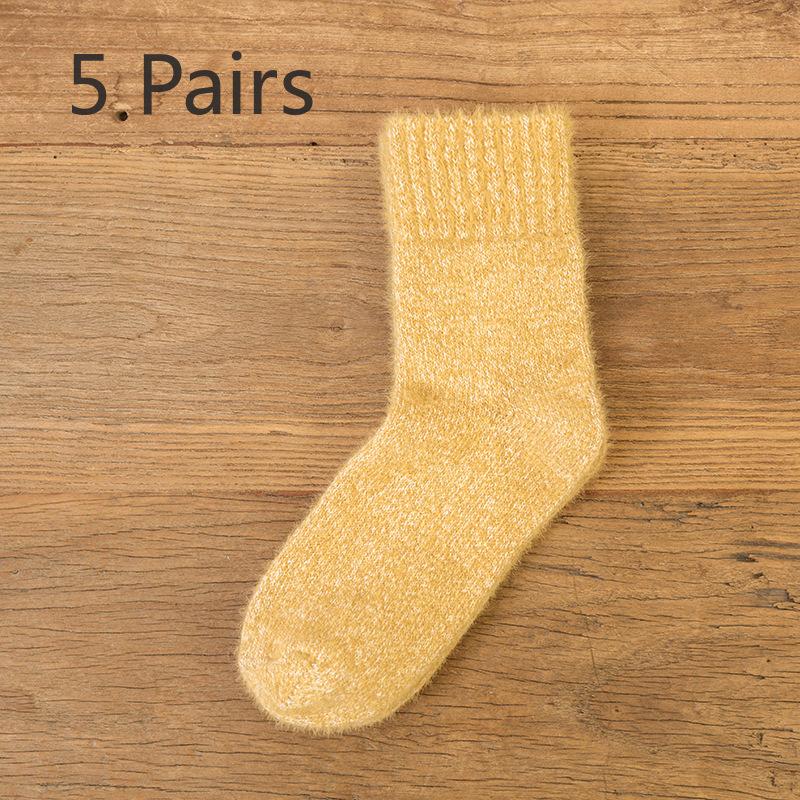 

5 пар зимних женских однотонных носков-труб из искусственной норковой шерсти и толстой теплой кроличьей шерсти 5 Pairs жёлтый