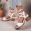 Fashion 36-43large-size Women's Wedge Thick Heel Sandals Women Summer Fashion Fish Mouth High Heel Strap Winding Sandals Sandalias Mujer