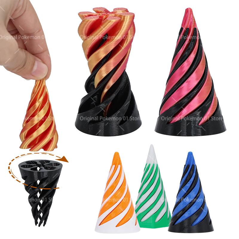 3D Printed Spiral Cone Fidgeting Plaything Impossible Pyramid Passthrough Ghost Sculpture Small Vortex Thread Illusion Relaxation Toy