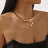 N11811 Exaggerated Retro Hip-hop Punk Geometric Round Collar Alloy Splicing Women's Niche Design Necklace