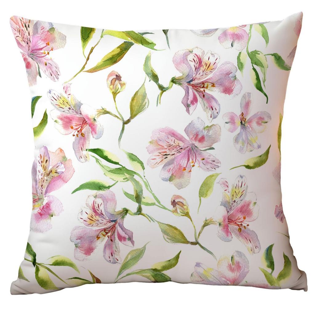 Chinesischer Stil Blumen und Grüne Blätter Kissenbezug Blumen und Blätter Sofa Kissen Sitzkissenbezug Premium Langlebig