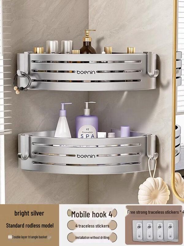 

Light Jade Gunmetal Grey Aluminum Bathroom Corner Shelf