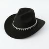 Western cowboy top hat crystal rhinestone decoration four seasons curved brim women's casual top hat