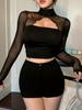 2026 Women's Lace Patchwork Open Back Tie-Up Long Sleeve T-Shirt