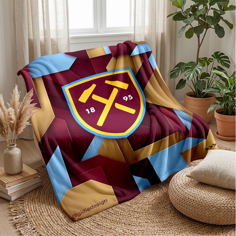 West Ham United Football Print Flannel Blanket, Soft Warm Lightweight Throw Blanket for Sofa Bed Camping