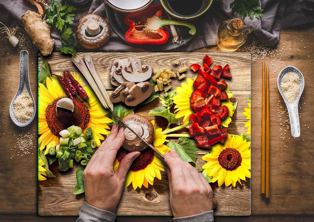Glass Plate Cutting Board 52X40 Flowers