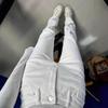 170 Extra Long White Slim Straight-Leg High Waist Jeans for Tall Women - Stretch Cigarette Pants for Spring and Autumn
