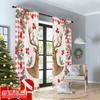 2pcs 2D Flat Printing Christmas Curtains Deer Heart Holly Christmas Fabric Without Electricity Festive Holiday Use for Classroom