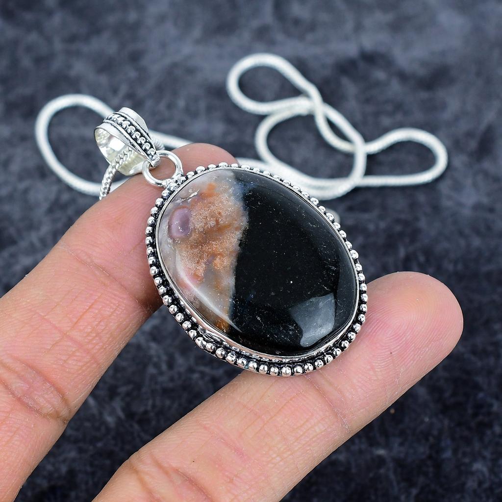 Russian Charoite Gemstone 925 Sterling Silver Jewelry Pendant 2.17" M-2893