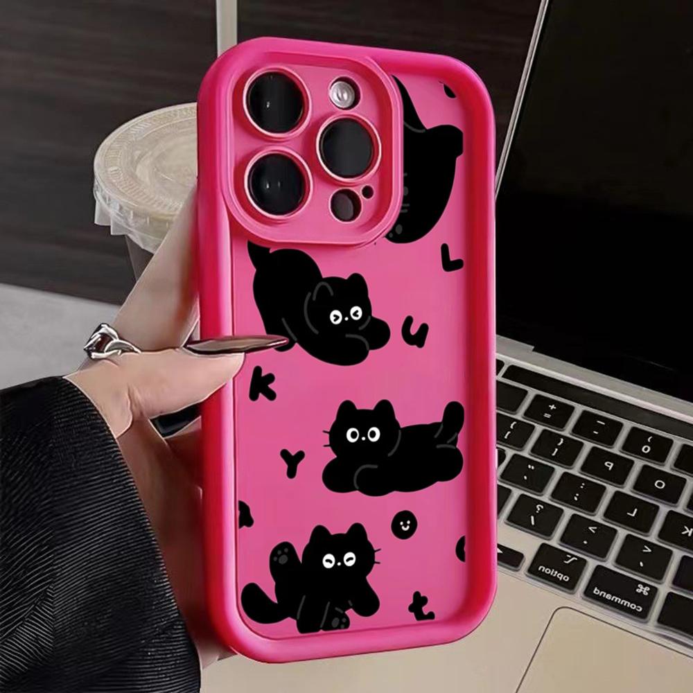 LZ11 cat Cute art design Silicone Phone Case for iPhone 11 13 14 15 16 Pro Max 7 8 16 Plus 12 mini XS Max XR Shockproof Back Cover