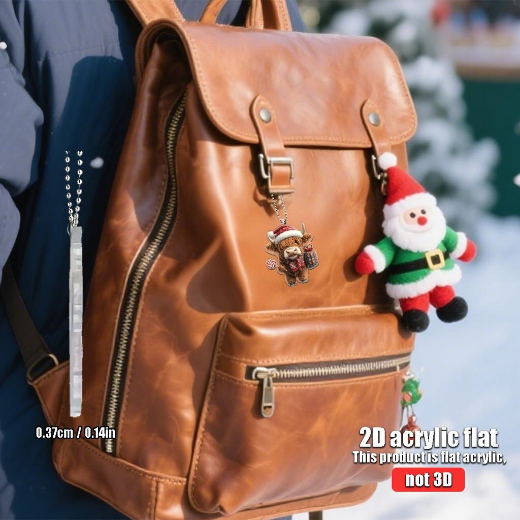 2D Plane A Cow Wearing a Christmas Hat Gift Box Suitable for Car Home Festival Decoration Christmas Tree Pendant Christmas Gift