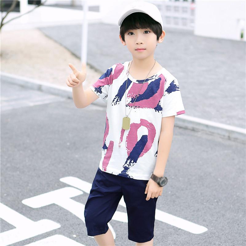 

New boys clothing set for summer 2025, casual hip-hop striped color set lightweight breathable 13-14Y
