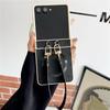 For Samsung Galaxy Z Flip 8 7E 7 6 5 4 Geometric Prism Magnetic Phone Case With Wrist Strap Hinge Protection Shockproof Cover