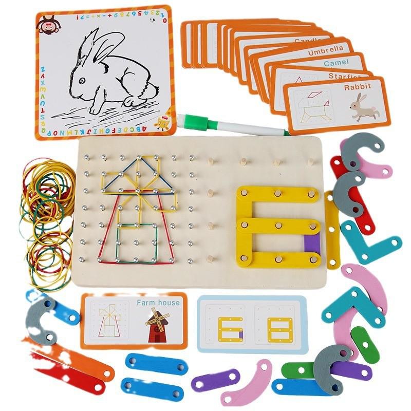 Montessori Wooden Geometric Shape Board - Educational Toy for Kids